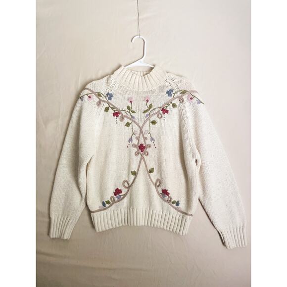 Embroidered Cream Sweater - Picture 1 of 5
